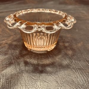 1930 Pink Depression Glass Flower Bowl Open Lace Edge Footed Bottom Art Deco 7"